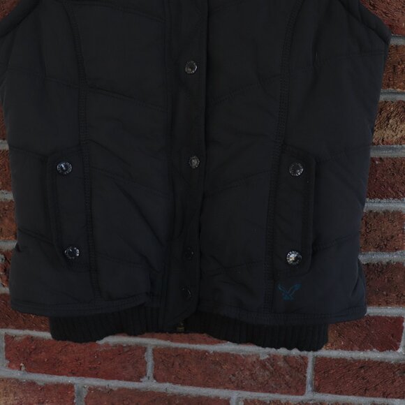 american eagle vest * hooded * size small * black - Picture 6 of 14